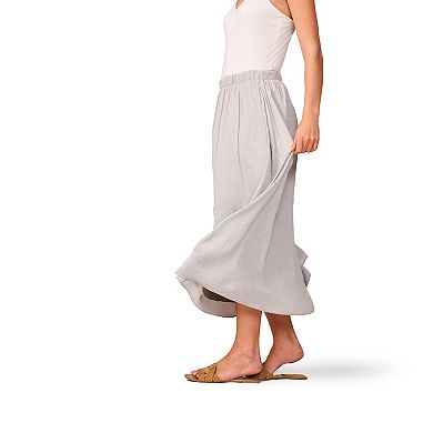 Women's Grey & Gray Crinkle Midi Skirt