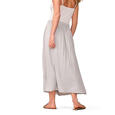 Women's Grey & Gray Crinkle Midi Skirt