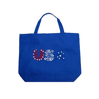 Usa Fireworks - Large Word Art Tote Bag