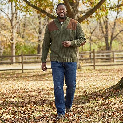 Boulder Creek by KingSize Men's Big & Tall Patch Sweater With Mock