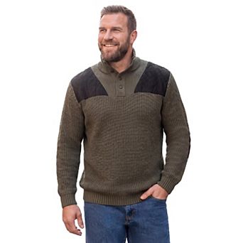 Boulder Creek by KingSize Men's Big & Tall Patch Sweater With Mock Neck