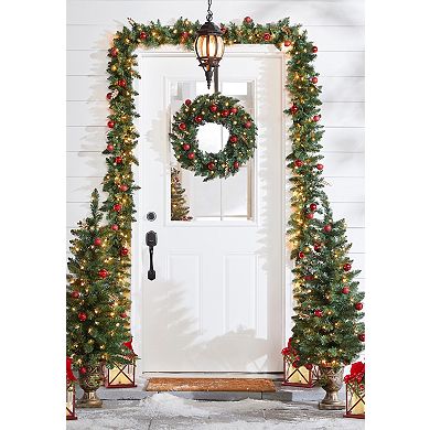 BrylaneHome 14H Red Christmas Lantern With Led Candles