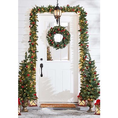 BrylaneHome 14""H Red Christmas Lantern With Led Candles