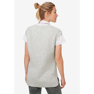 ellos Plus Size V-Neck Pullover Sweater Vest