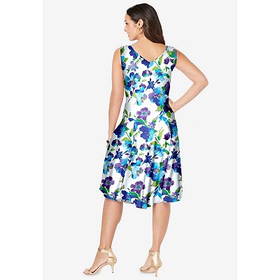 Jessica London Women's Plus Size V-Neck Sleeveless Dress