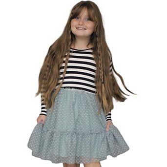 Lined Fit And Flare Combo Girl's Dress
