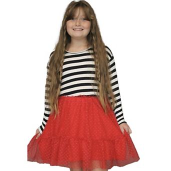 Lined Fit And Flare Combo Girl's Dress