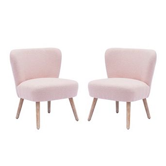 Westintrends 25" Upholstered Boucle Accent Chair (set Of 2)