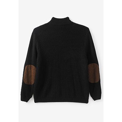 Boulder Creek By Kingsize Men's Big & Tall Patch Sweater With Mock