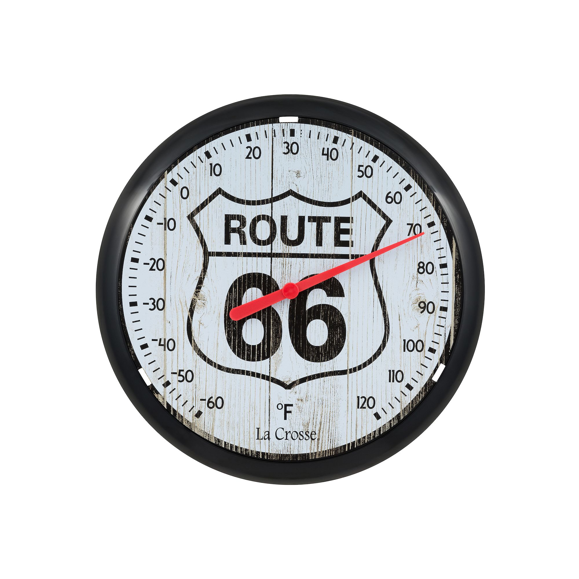 La Crosse Technology 8-in. Route 66 Analog Dial Thermometer, Black