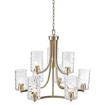 Hampton Hill Opulentia 9-light Round Tiered Chandelier with Textured Glass Shades