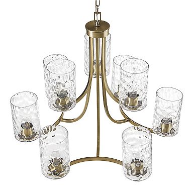 Hampton Hill Opulentia 9-light Round Tiered Chandelier with Textured Glass Shades