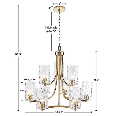 Hampton Hill Opulentia 9-light Round Tiered Chandelier with Textured Glass Shades