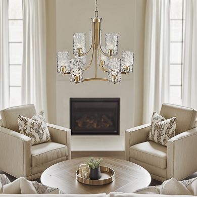 Hampton Hill Opulentia 9-light Round Tiered Chandelier with Textured Glass Shades