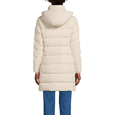 Petite Lands' End Down Puffer Faux Fur Trim Hooded Winter Parka Coat