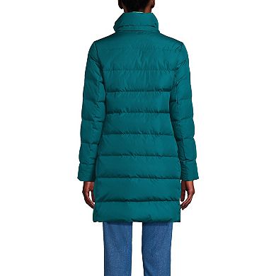 Petite Lands' End Down Puffer Faux Fur Trim Hooded Winter Parka Coat