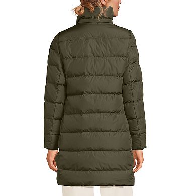 Petite Lands' End Down Puffer Faux Fur Trim Hooded Winter Parka Coat