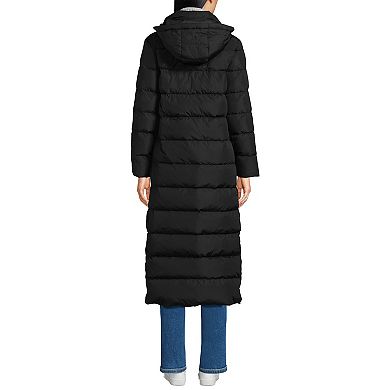 Petite Lands' End Down Puffer Faux Fur Trim Hooded Long Winter Parka Coat