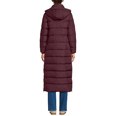 Petite Lands' End Down Puffer Faux Fur Trim Hooded Long Winter Parka Coat