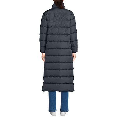 Petite Lands End Down Puffer Faux Fur Trim Hooded Long Winter Parka Coat