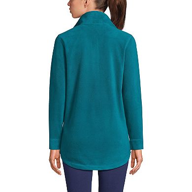 Petite Lands' End Fleece Shirt Tail Quarter-Zip Pullover
