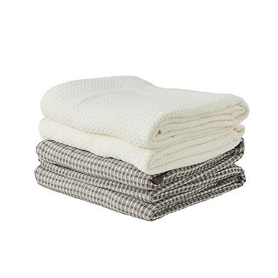 Unikome Waffle Weave Blanket, Lightweight Washed Soft Breathable Blanket