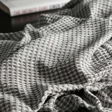Unikome Waffle Weave Blanket, Lightweight Washed Soft Breathable Blanket