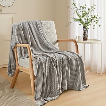 Unikome Waffle Weave Blanket, Lightweight Washed Soft Breathable Blanket