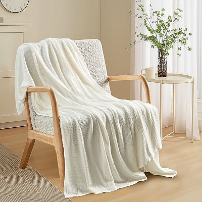 Unikome Waffle Weave Blanket, Lightweight Washed Soft