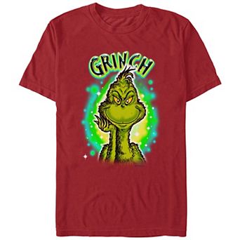 Men's Dr. Seuss Grinch Airbrush Background Graphic Tee