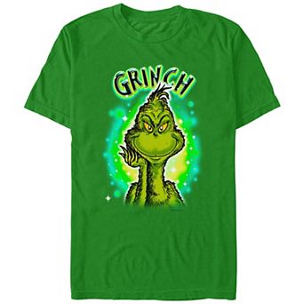 Men's Dr. Seuss Grinch Airbrush Background Graphic Tee