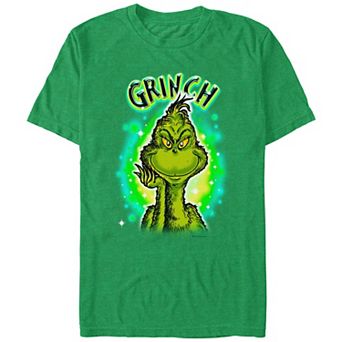 Men's Dr. Seuss Grinch Airbrush Background Graphic Tee