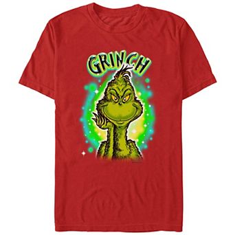 Men's Dr. Seuss Grinch Airbrush Background Graphic Tee