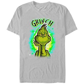 Men's Dr. Seuss Grinch Airbrush Background Graphic Tee