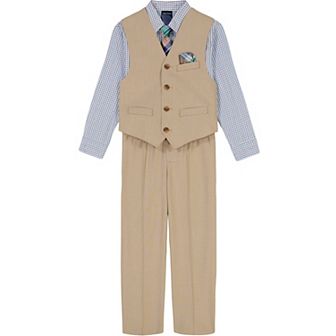 Boys 4-12 Nautica 4 pc Poplin Vest, Shirt, Pants & Tie Set