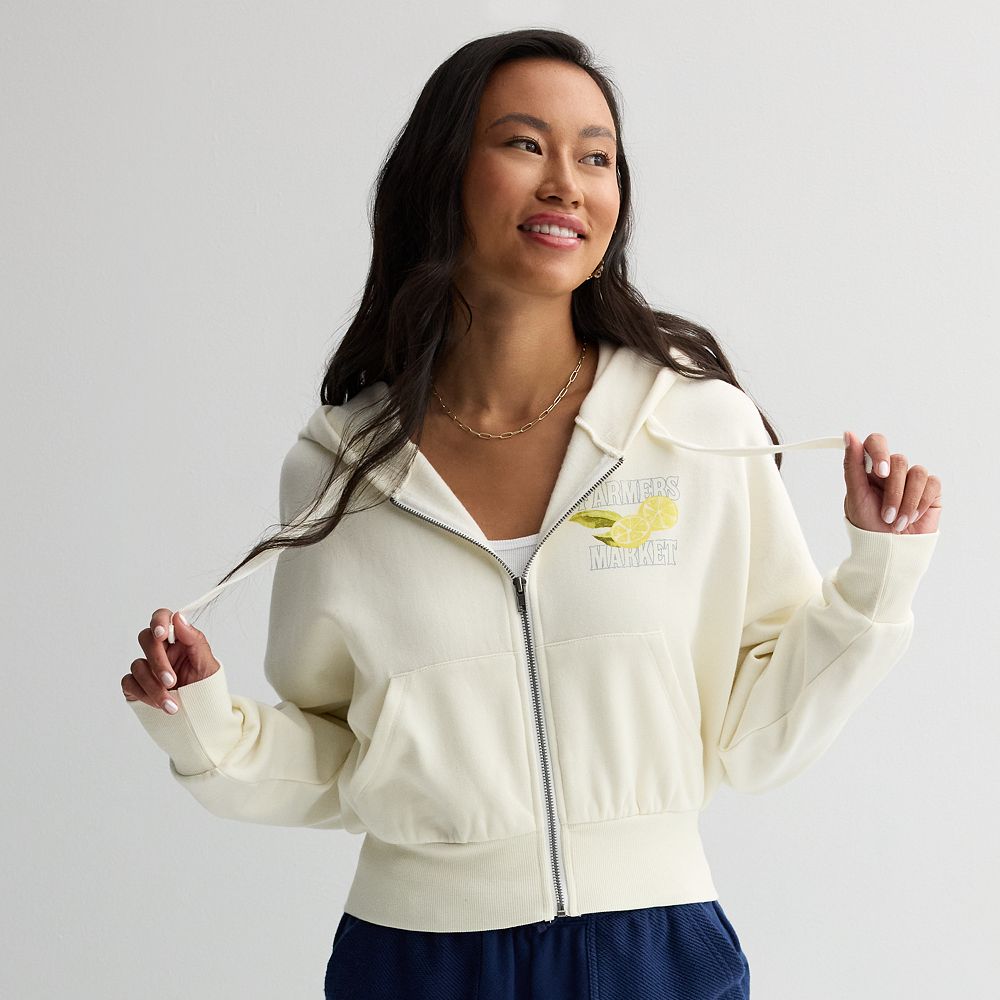 Juniors' Threads of Luxx Fresh Lemon Zip-Up Hoodie