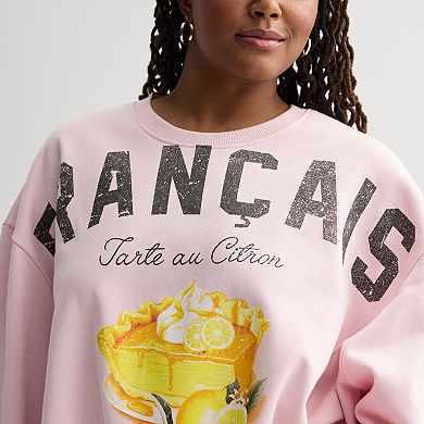 Juniors' Plus Size Threads of Luxx Francais Fleece Pullover