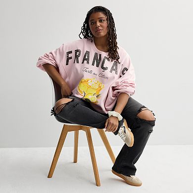 Juniors' Plus Size Threads of Luxx Francais Fleece Pullover