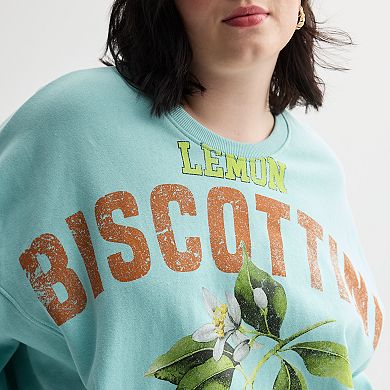 Juniors' Plus Size Threads of Luxx Lemon Biscottini Fleece Pullover
