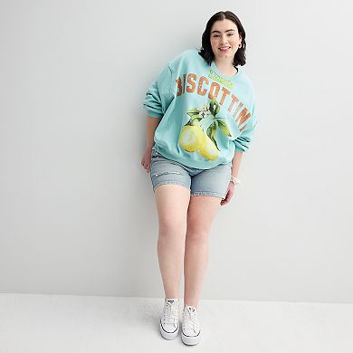 Juniors' Plus Size Threads of Luxx Lemon Biscottini Fleece Pullover