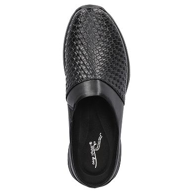 Easy Street Janalee Women's Black Woven Embossed Comfort Mules