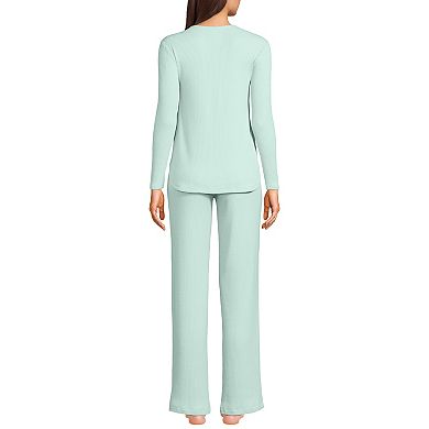 Petite Lands' End 2-pc. Cozy Long Sleeve Pajama Top & Pajama Pants Set