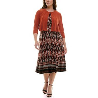 Women's Danny & Nicole 2 pc Cardigan & Patterned Dress Set