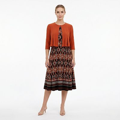 slim fit dress slacks Danny & Nicole 27141M - Sleeveless with Jacket Dress 16 / Black Teal main image 0