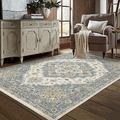 StyleHaven Mascotte Traditional Center Medallion Fringed Area Rug