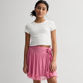 Girls 7-16 Rewind 2 pc Rose Embellished Top & Skirt Set