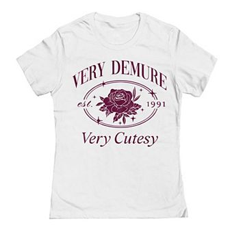 Junior's Grayson Threads The Label Very Demure Cutesy Rose Graphic Tee