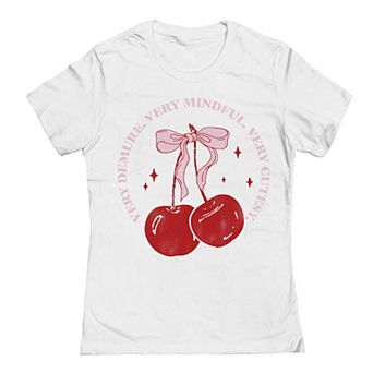 Junior's Grayson Threads The Label Very Demure Cherries Graphic Tee