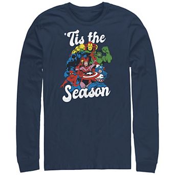 Big & Tall Marvel The Avengers Holiday Squad 'Tis The Season Long Sleeve Graphic Tee