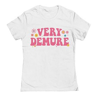 Junior's Grayson Threads by Tai Apparel Very Demure Flowers Graphic Tee